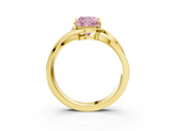 Yellow gold Fancy Pink Cushion  Solitaire Diamond Ring with Split Shank and Prong Setting_44