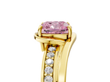 Yellow gold Fancy Pink Cushion  Solitaire Diamond Ring with Split Shank and Prong Setting_46