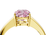 Yellow gold Fancy Pink Cushion  Solitaire Diamond Ring with Tapered Band and Four-Prong Setting_53