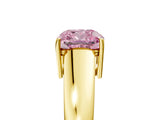 Yellow gold Fancy Pink Cushion  Solitaire Diamond Ring with Tapered Band and Four-Prong Setting_54