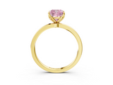 Yellow gold Fancy Pink Cushion  Solitaire Diamond Ring with Thin Band and Four-Prong Setting_6