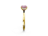 Yellow gold Fancy Pink Cushion  Solitaire Diamond Ring with a Classic Band and Four-Prong Setting 3