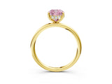 Yellow gold Fancy Pink Cushion  Solitaire Diamond Ring with a Classic Band and Four-Prong Setting 4