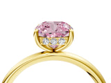 Yellow gold Fancy Pink Cushion  Solitaire Diamond Ring with a Classic Band and Four-Prong Setting 5