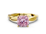 Yellow gold Fancy Pink Cushion  Solitaire Diamond Twisted Band with Four-Prong Setting_64