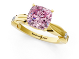 Yellow gold Fancy Pink Cushion  Solitaire Diamond Twisted Band with Four-Prong Setting_65