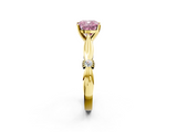 Yellow gold Fancy Pink Cushion  Solitaire Diamond Twisted Band with Four-Prong Setting_66