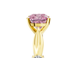 Yellow gold Fancy Pink Cushion  Solitaire Diamond Twisted Band with Four-Prong Setting_69