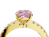 Yellow gold Fancy Pink Cushion  Solitaire Diamond with Pavé Band and Four-Prong Setting_50