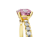 Yellow gold Fancy Pink Cushion  Solitaire Diamond with Pavé Band and Four-Prong Setting_51