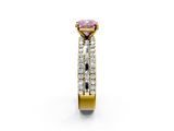 Yellow gold Fancy Pink Cushion  Solitaire Diamond with Pave and Channel Set Band_60