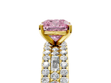 Yellow gold Fancy Pink Cushion  Solitaire Diamond with Pave and Channel Set Band_63