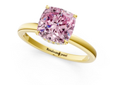 Yellow gold Fancy Pink Cushion  Solitaire Engagement Ring with Cathedral Band and Four-Prong Setting_22