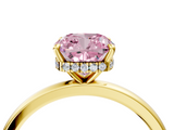 Yellow gold Fancy Pink Cushion  Solitaire Engagement Ring with Cathedral Band and Four-Prong Setting_25