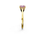 Yellow gold Fancy Pink Cushion  Solitaire Engagement Ring with Four-Prong Setting and Classic Band 3