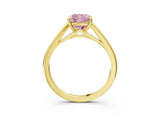 Yellow gold Fancy Pink Cushion  Solitaire Engagement Ring with Four-Prong Setting and Classic Band 4