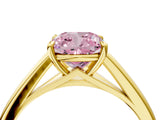 Yellow gold Fancy Pink Cushion  Solitaire Engagement Ring with Four-Prong Setting and Classic Band 5