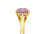 Yellow gold Fancy Pink Cushion  Solitaire Engagement Ring with Four-Prong Setting and Classic Band