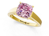 Yellow gold Fancy Pink Cushion  Solitaire Engagement Ring with Four-Prong Setting and Tapered Band_4