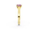 Yellow gold Fancy Pink Cushion  Solitaire Engagement Ring with Four-Prong Setting and Tapered Band_5