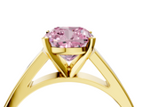Yellow gold Fancy Pink Cushion  Solitaire Engagement Ring with Four-Prong Setting and Tapered Band_7