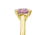 Yellow gold Fancy Pink Cushion  Solitaire Engagement Ring with Six-Prong Setting and Classic Band 1