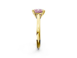 Yellow gold Fancy Pink Cushion  Solitaire Engagement Ring with Six-Prong Setting and Classic Band 4