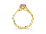 Yellow gold Fancy Pink Cushion  Solitaire Engagement Ring with Six-Prong Setting and Classic Band 5