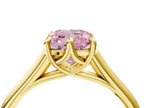 Yellow gold Fancy Pink Cushion  Solitaire Engagement Ring with Six-Prong Setting and Classic Band