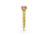 Yellow gold Fancy Pink Cushion  Solitaire Floral Milgrain Engagement Ring_32