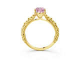 Yellow gold Fancy Pink Cushion  Solitaire Floral Milgrain Engagement Ring_33