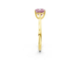 Yellow gold Fancy Pink Cushion  Solitaire Heart Prong Engagement Ring with Tapered Band_57