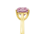 Yellow gold Fancy Pink Cushion  Solitaire Heart Prong Engagement Ring with Tapered Band_60