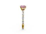 Yellow gold Fancy Pink Cushion  Solitaire Marquise Side Stone Prong Setting Ring_46