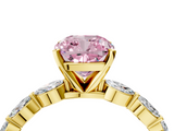 Yellow gold Fancy Pink Cushion  Solitaire Marquise Side Stone Prong Setting Ring_48
