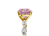 Yellow gold Fancy Pink Cushion  Solitaire Marquise Side Stone Prong Setting Ring_49