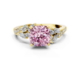 Yellow gold Fancy Pink Cushion  Solitaire Marquise Twist Band with Six-Prong Setting_88