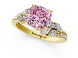 Yellow gold Fancy Pink Cushion  Solitaire Marquise Twist Band with Six-Prong Setting_89