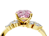 Yellow gold Fancy Pink Cushion  Solitaire Marquise Twist Band with Six-Prong Setting_92