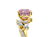 Yellow gold Fancy Pink Cushion  Solitaire Marquise Twist Band with Six-Prong Setting_93