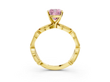 Yellow gold Fancy Pink Cushion  Solitaire Milgrain Diamond Engagement Ring with Bezel and Marquise Band_69