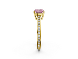 Yellow gold Fancy Pink Cushion  Solitaire Pavé Band Prong Setting Ring_21