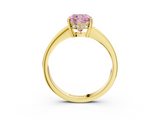 Yellow gold Fancy Pink Cushion  Solitaire Pavé Band Prong Setting Ring_22