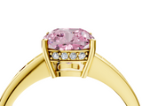 Yellow gold Fancy Pink Cushion  Solitaire Pavé Band Prong Setting Ring_23