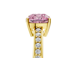 Yellow gold Fancy Pink Cushion  Solitaire Pavé Band Prong Setting Ring_24