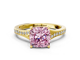 Yellow gold Fancy Pink Cushion  Solitaire Pavé Band with Four-Prong Setting_28