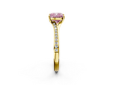 Yellow gold Fancy Pink Cushion  Solitaire Pavé Band with Four-Prong Setting_30