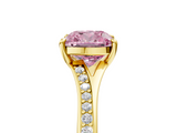 Yellow gold Fancy Pink Cushion  Solitaire Pavé Band with Four-Prong Setting_33
