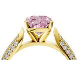 Yellow gold Fancy Pink Cushion  Solitaire Pavé Diamond Engagement Ring with Four-Prong Setting_155