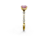 Yellow gold Fancy Pink Cushion  Solitaire Pavé Diamond Engagement Ring with Four-Prong Setting_47